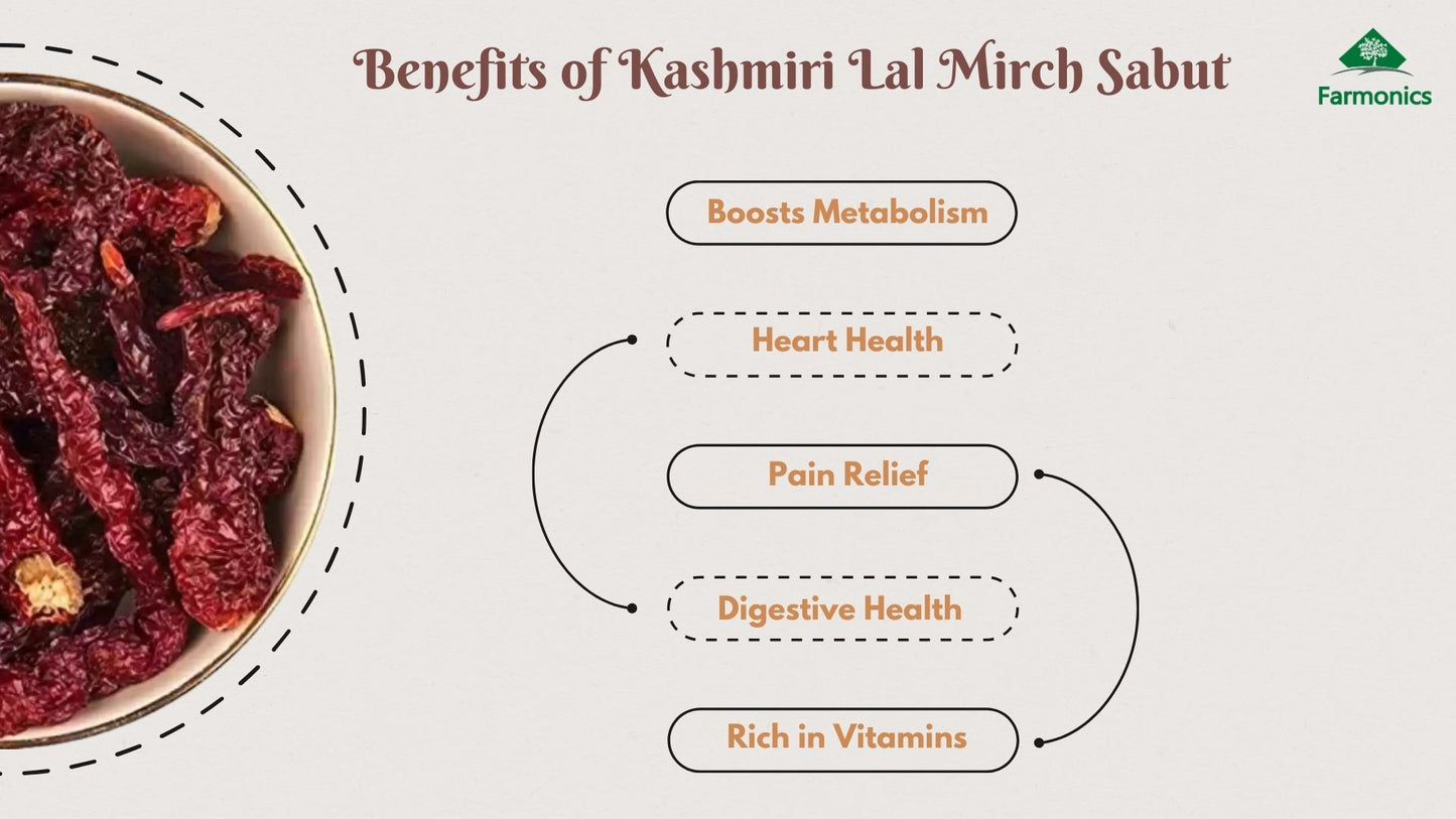 list of benefits which you will get by choosing farmonics best quality kashimi lal mirch 