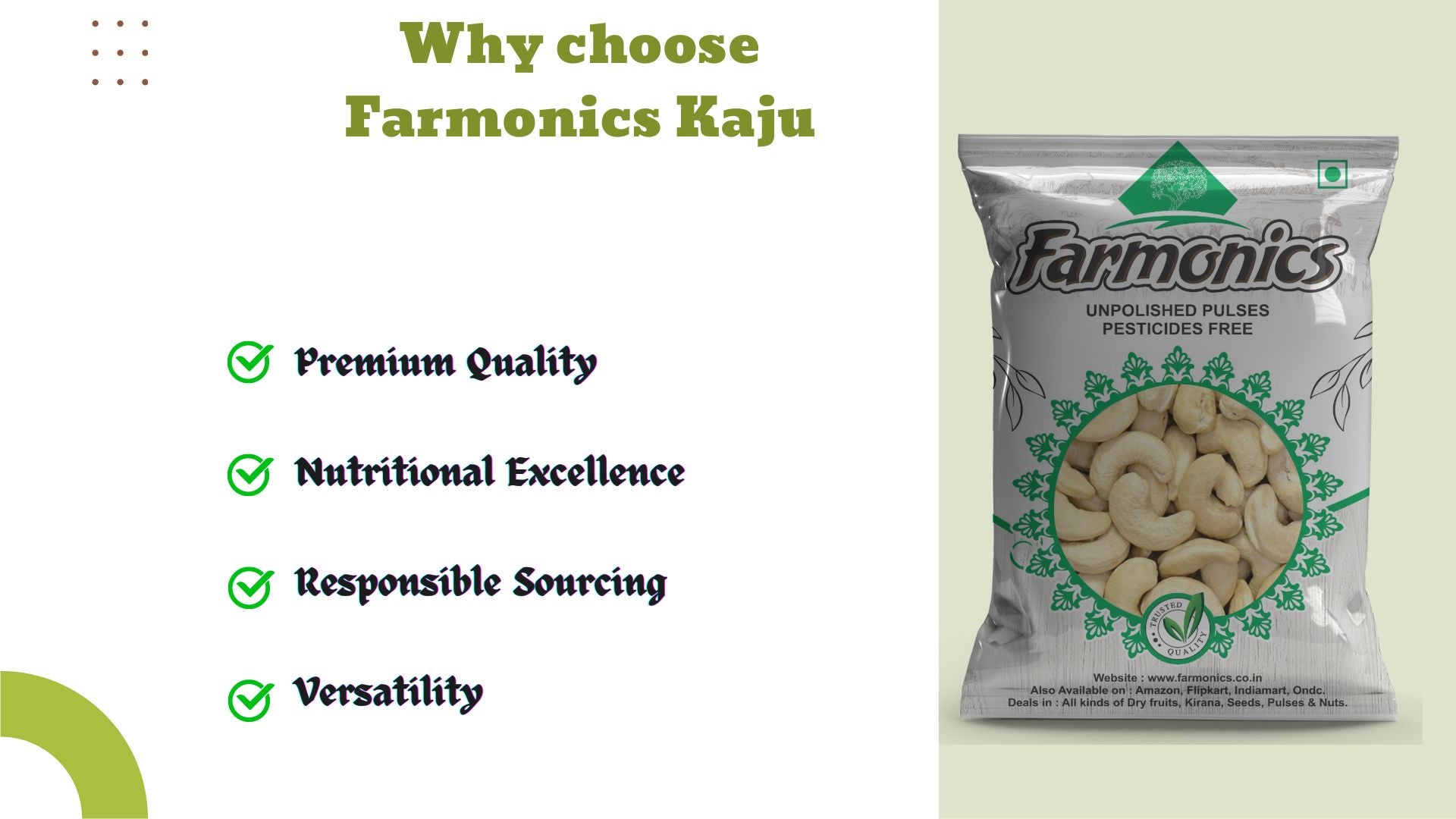 Some of the reasons why you should choose farmonics best quality kaju/cashew