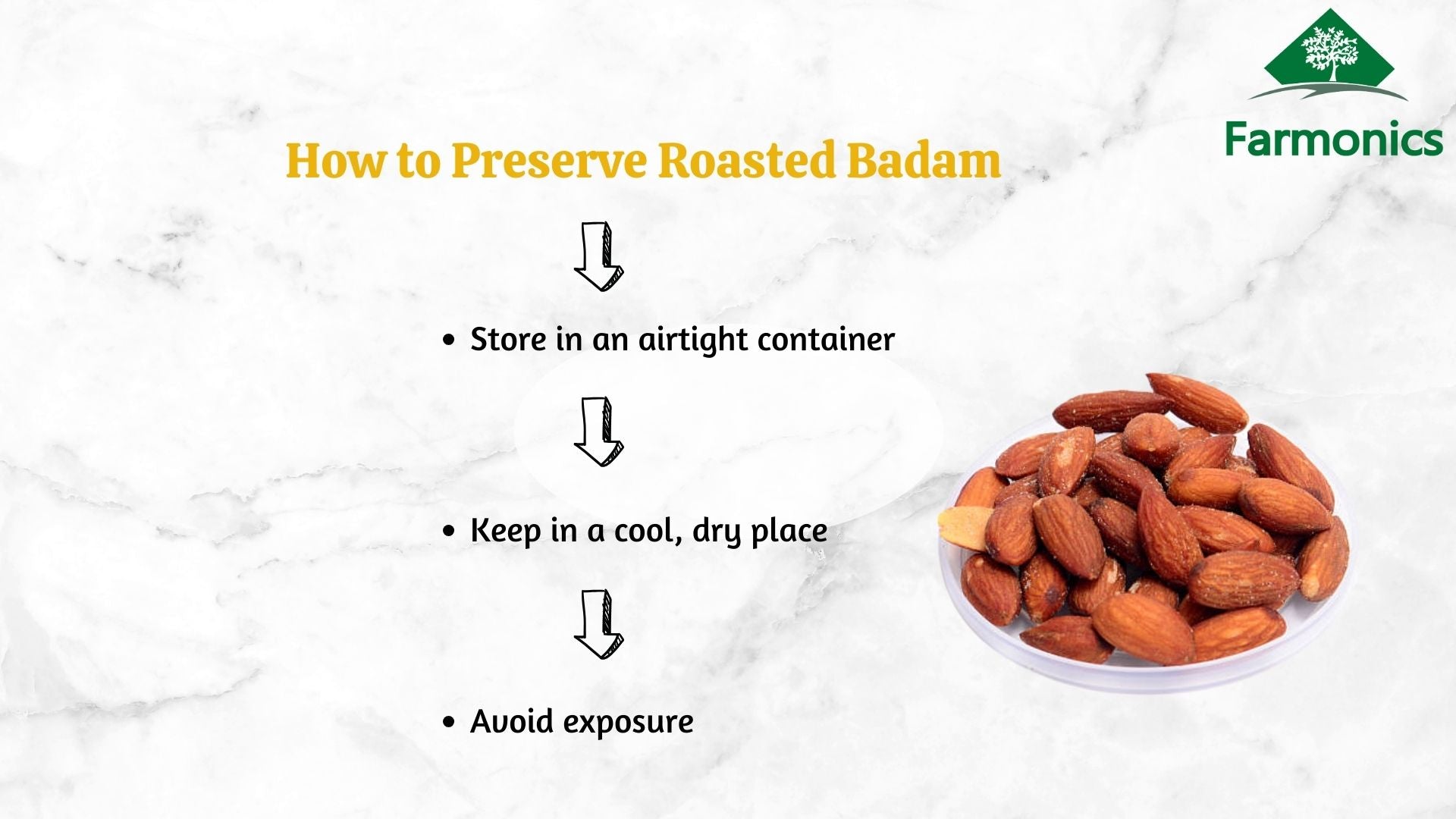  Ways in which you can preserve premium quality Farmonics Roasted almonds/Roasted Badam