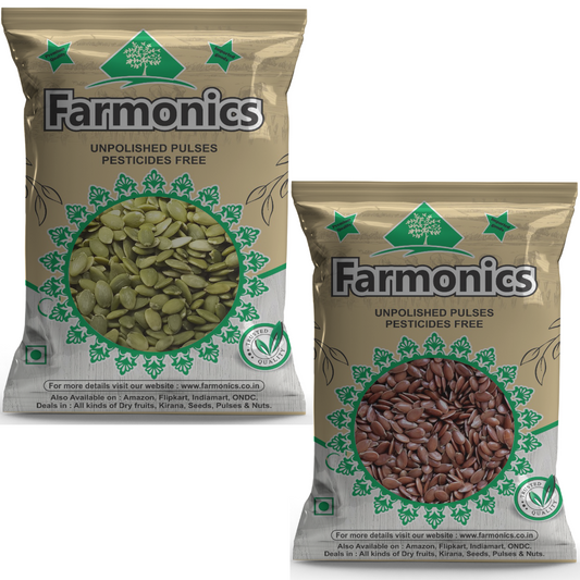Combo Pack Of Pumpkin Seeds And Roasted Flax Seeds- Farmonics