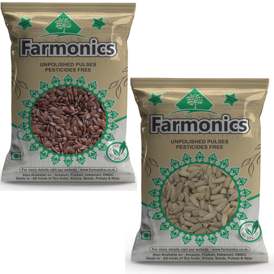 Combo Pack Of Roasted flax Seeds And Sunflower Seeds-Farmonics