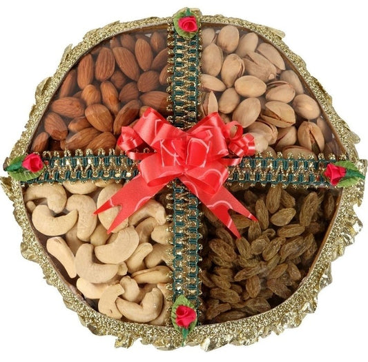 Perfect Gift for Diwali  Steel Thali with Dry Fruits-400gm