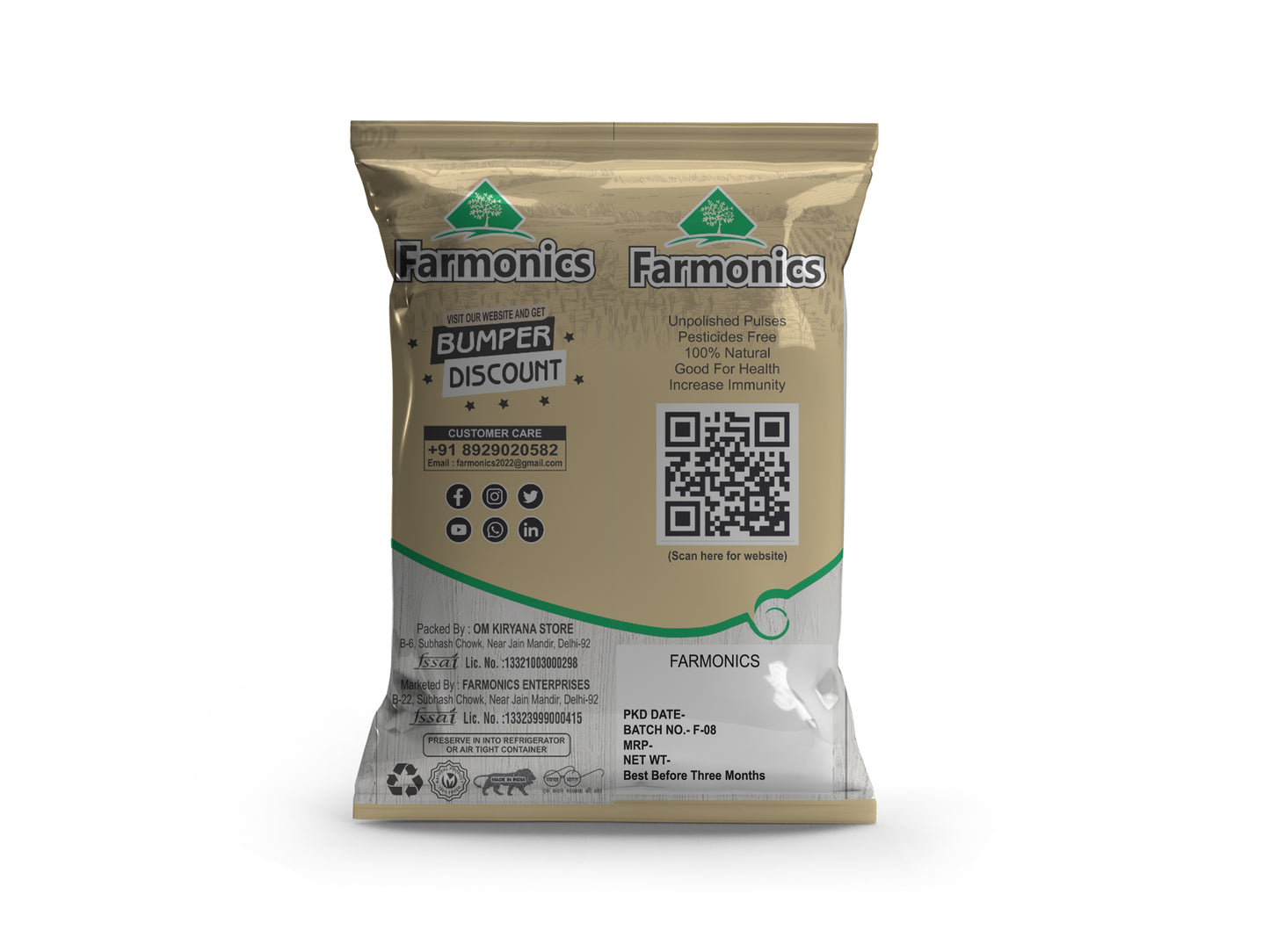 Backside of Farmonics Packaging