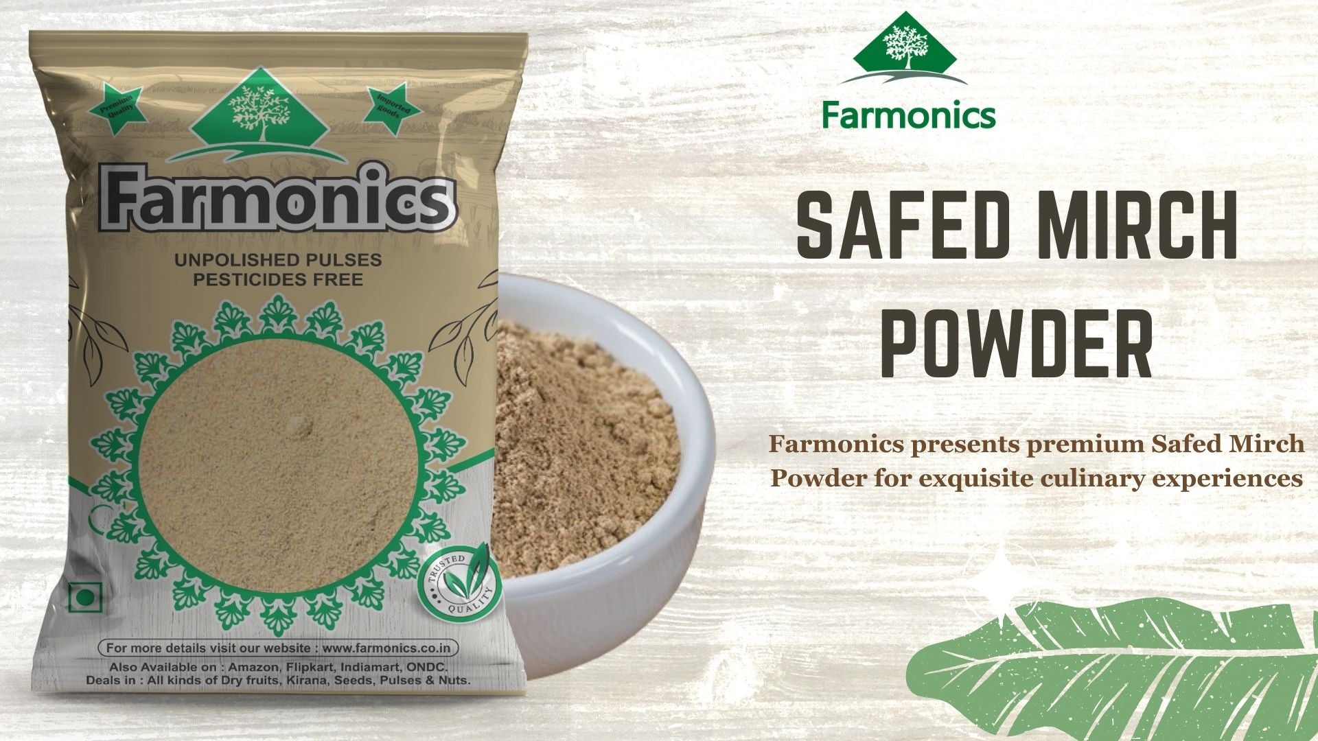 get the best quality safed mirch powder  from Farmonics 