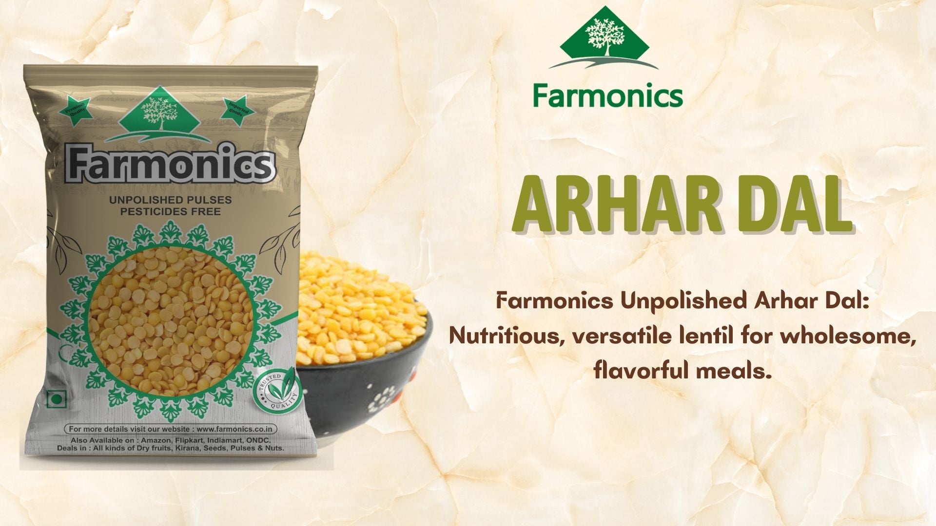 get the best quality unpolished toor dal from Farmonics 