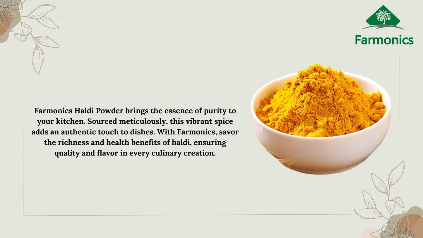 some of the information about unadultered Farmonics haldi powder