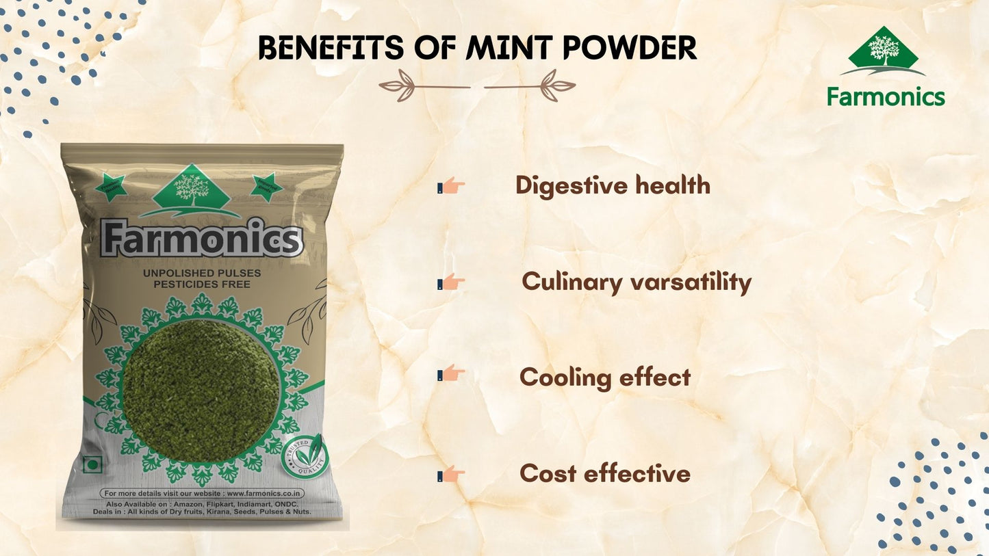 Here are some of the information about Farmonics best quality mint powder 