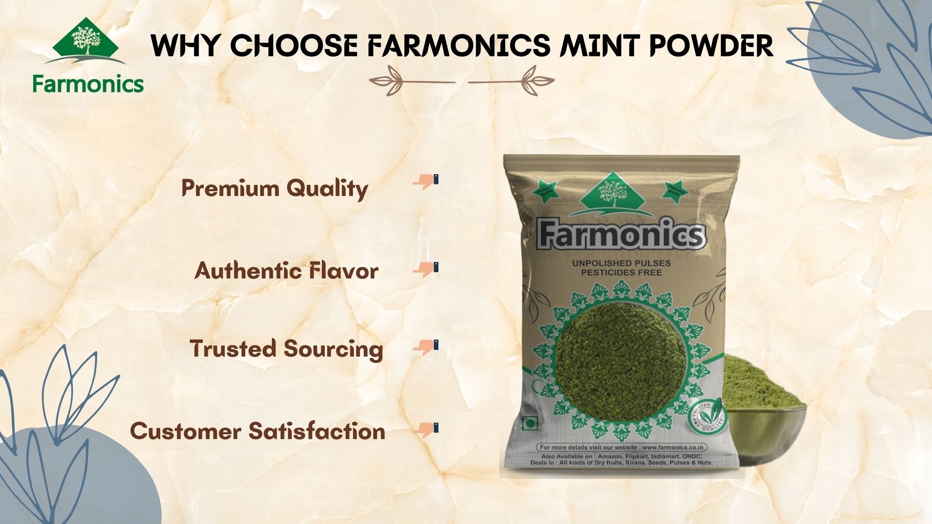 Reasons why you should choose Farmonics best quality mint powder 
