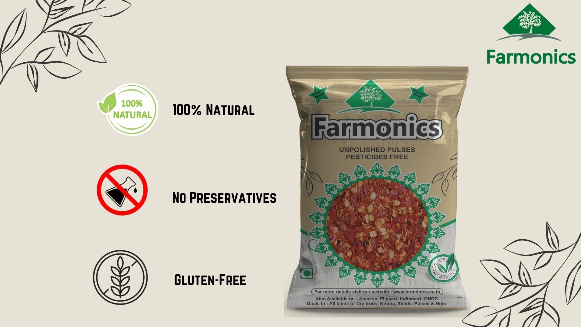 key features of the finest quality farmonics chilli flakes 