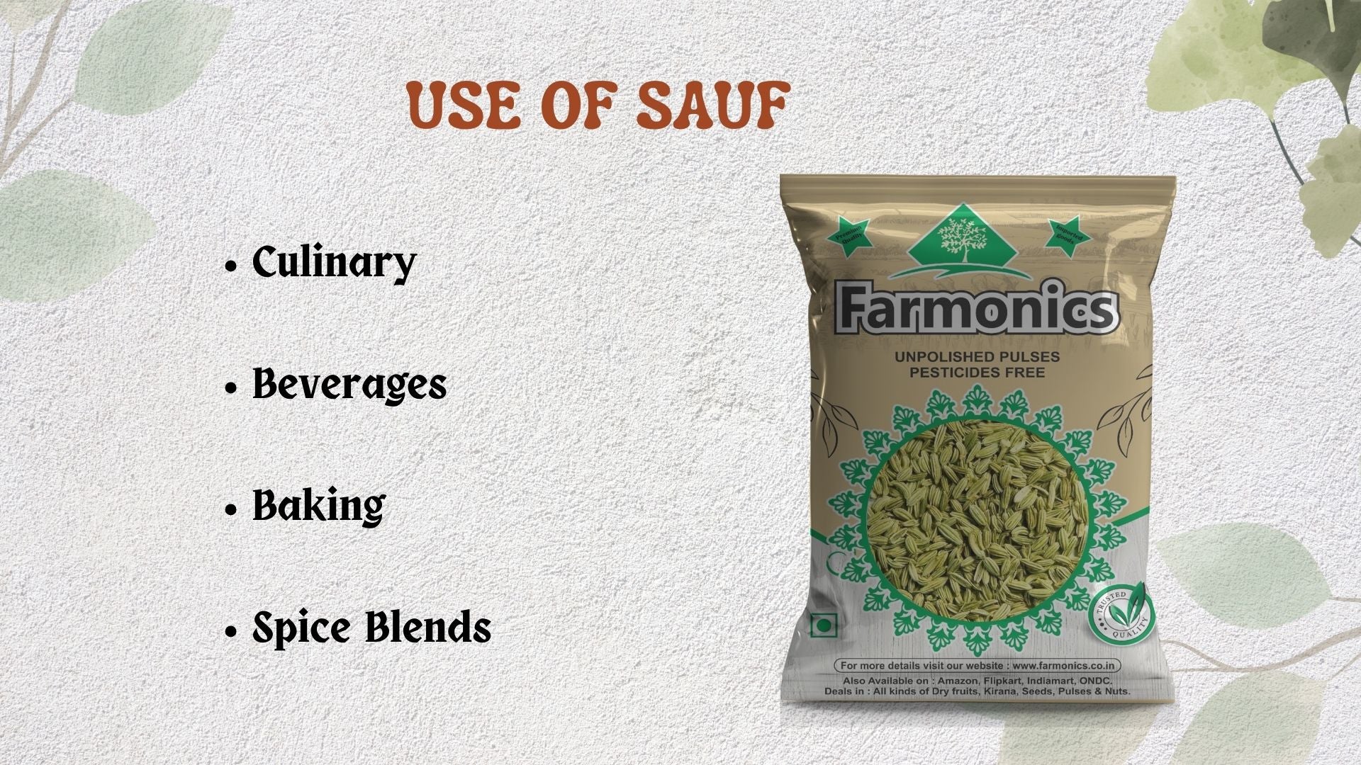 list of the some of the uses of farmonics best quality barik sauf 