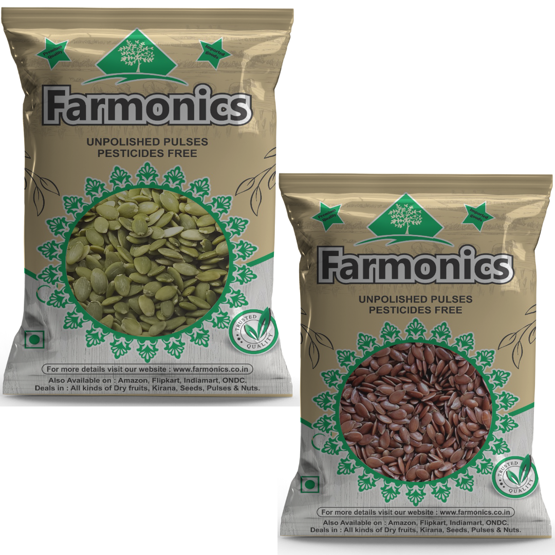 Combo Pack Of Pumpkin Seeds And Roasted Flax Seeds- Farmonics